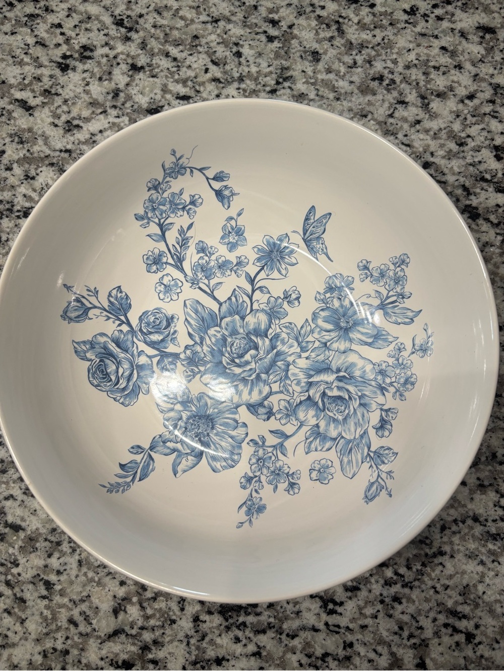 The Pioneer Woman White Ceramic Serving Bowl with Blue Floral Motif